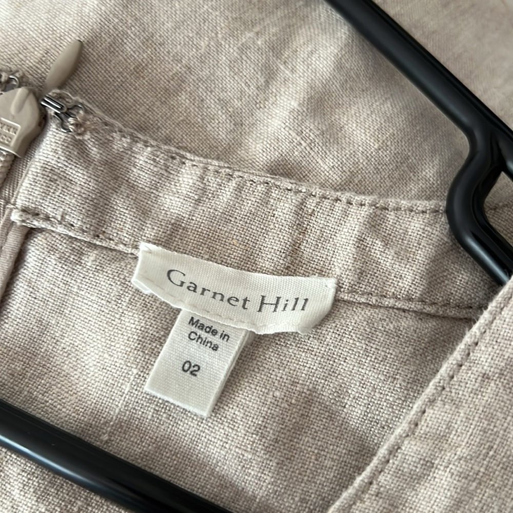 Garnet Hill Linen Tan Shift Dress Size 2 - Picture 2 of 4
